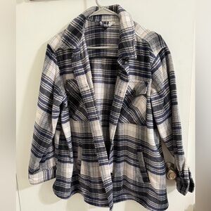 Plaid Navy & White Women's Jacket